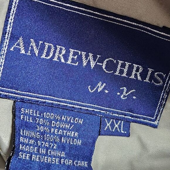Andrew-Chris N.Y. reversible coat down feather puffer jacket blue tan black XXL - Picture 7 of 9